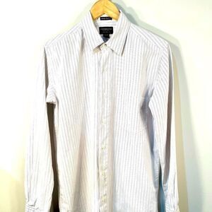 AEO VINTAGE SLIM FIT WHITE W STRIPES  XS LS SHIRT